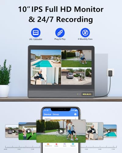Image of 【All-in-One Security System】 Security Cameras Wireless Outdoor, Home WiFi Video Surveillance Systems, Solar Powered PTZ Security Camera System DVR Kits