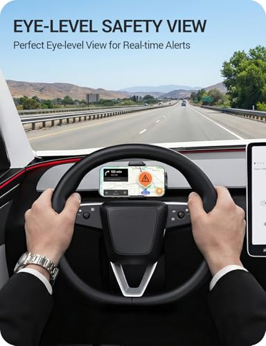 Image of BASENOR Phone Mount for 2025 2026 Tesla Model Y Juniper /Model 3 Highland, Dashboard Phone Holder Does Not Block View [No Adhesive][Dual Arms][360 Adjustable] Tesla Accessories Fit All Smartphone