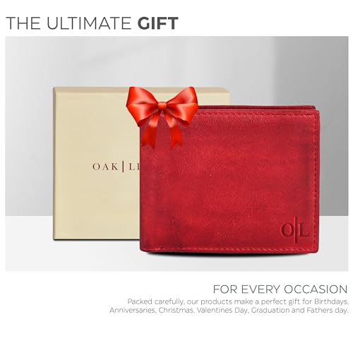 Image of Oak Leathers Leather Wallet for Men - RFID Bifold Wallets with 9 Credit Cards 1 ID Window Slim Minimalist Front Pocket Gift For Men