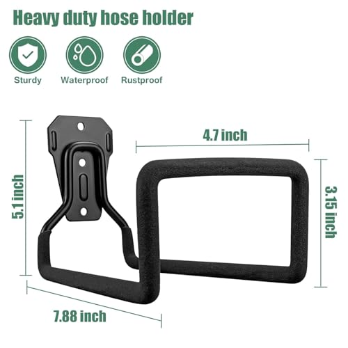 Image of NYALA 1 Pcs Heavy Duty Black Garden Hose Hangers - Outdoor Water Hose Storage Holder & Wall Mount Hose Reel Stand (Rust-Resistant, Easy Install)