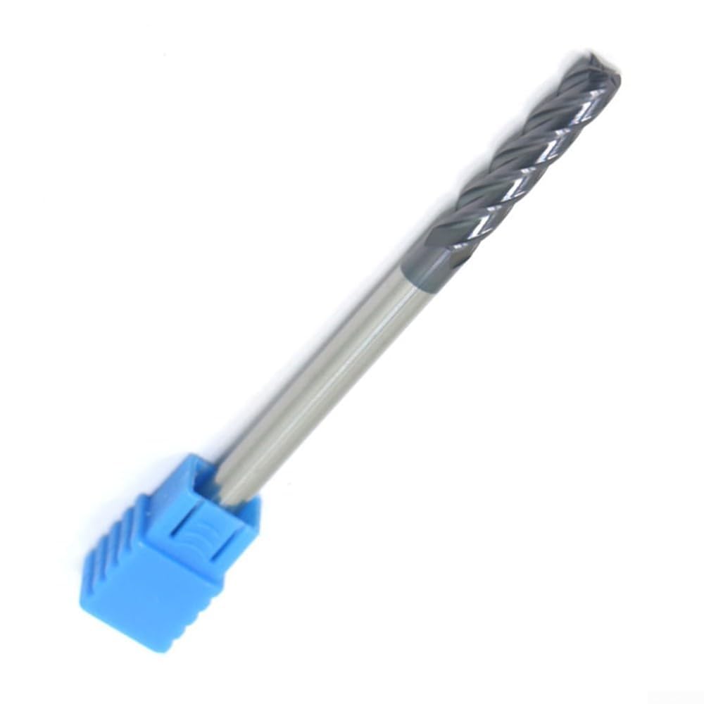 Fraise en carbure 5 mm x 5 mm x 100 mm 4 cannelures CNC avec revêtement bleu pour fraisage de précision et coupe haute dureté jusqu'à HRC50
