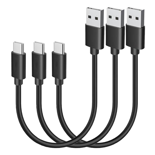 USB Type C ケーブル 0.3m 短い 3本セット【3A出力で超急速充電 / USB2.0準拠品 / 映像出力非対応 】LpoieJun タイプC (USB A to USB C)ケーブル 高耐久TPE素材 スマートフォン/タブレット/ゲーム機のタイプｃ機種に対応 ブラック