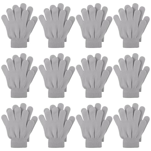 Image of Cooraby 12 Pairs Kid's Winter Magic Gloves Children Stretchy Warm Magic Gloves Boys or Girls Knit Gloves for 6-12 Years