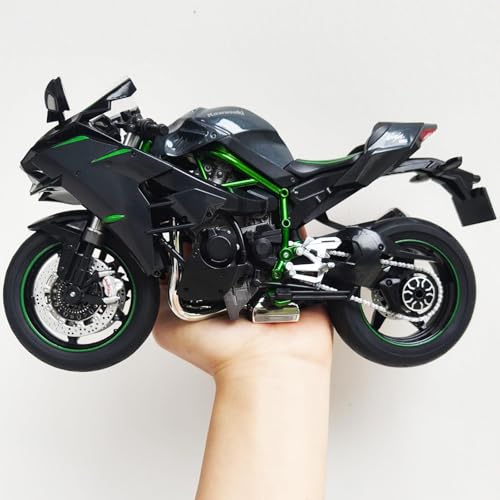 Image of 1:9 Motorcycle Model Collectible Compatible for Kawasaki Ninja H2 | Premium gift box, die-cast body with detailed engine & frame, fits 7-10in dolls, perfect for display