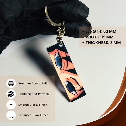 Image of Giyu Tomioka Glowing Eyes Keychain - Compatible with Demon Slayer Anime, Luminous Glow-in-the-Dark Acrylic Key Ring, Cool Otaku Gift for Fans, Bag, Backpack, Car, Key Holder