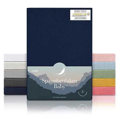 Laleni Jersey Spannbettlaken, 28x73cm, für Baby Beistellbett & Stubenwagen, 100% Baumwolle, Oeko-TEX Zertifiziert, 2er Set, Blau – Ansicht 1