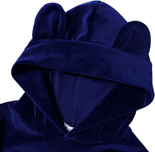 HIBA CREATIONS Toddler Bear Hoodie Sweatsuit Long Sleeve Velvet Tracksuit 2 Y -3 Y BLUE