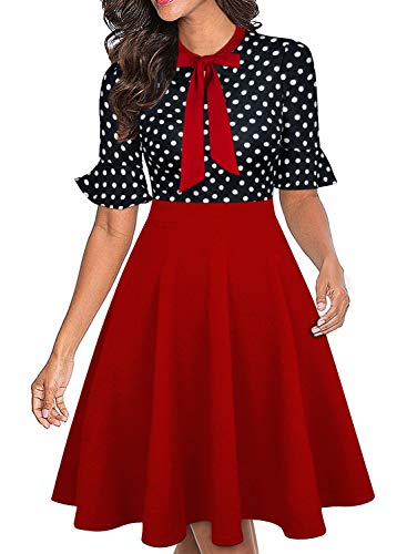 Red Polka Dot Dress for Women Vintage A Line Chic...