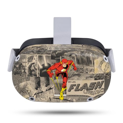 Head Case Designs Officially Licensed The Flash DC Comics Character Collage Comic Book Art Vinyl Sticker Skin Decal Cover Compatible with Meta Quest 2
