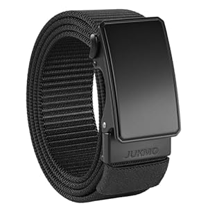 JUKMO Men’s 1.5″ Nylon Ratchet Belt, Casual Web Click Belt with Slide Buckle for Jeans, No Holes Adjustable Trim to Fit