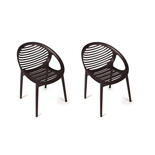 Image of Cello Abacus Chair Set Pack of 2 - Ice Brown | Strong and Durable | Easy to Clean | Chair for Living Room, Bed Room, Kitchen, Office Room, Outdoor | 3 Years Warranty