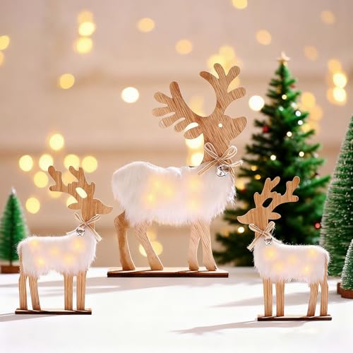 SPERMUOY Weihnachten Hirsch Deko,3 Stück Weihnachtsdeko Innen Tisch...