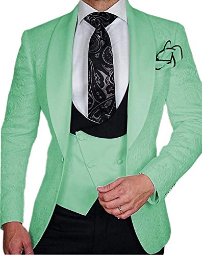 Men's Printed Suits Classic Design Slim Fit Shawl Lapel Tuxedos 3-Pieces Groomsmen Dress for Wedding2