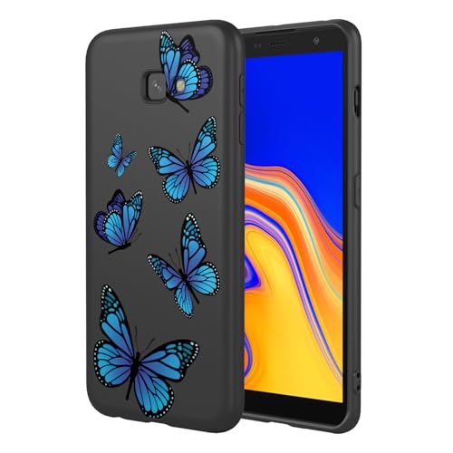 HTXWXJC Phone Case for Galaxy J4 Plus Case, Samsung J4 Prime Case, Galaxy J4 Core Case Shockproof Flexible Bumper TPU Soft Case Butterfly Pattern Phone Cover for Samsung Galaxy J4 Plus Black Butterfly