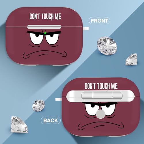 Image of for Airpods Pro 2nd Generation Case,Don't Touch Me Cool Cover with Lanyard Big Eyes Cute Cartoon for Airpods Pro 2nd Generation Case,Soft Shockproof Cover for Women Men-Claret
