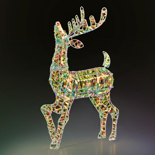 Image of The Christmas Workshop Iridescent 75cm Light Up Reindeer/Bright White Christmas Lights/Indoors & Outdoors Suitable/Automatic 6 Hour Timer 73789