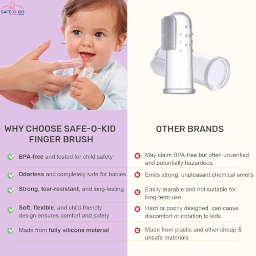 Image of Safe-O-Kid Baby Fruit Nibbler & Finger Brush - BPA-Free, 100% Pure Silicone, Teether for Baby | Soft Pacifier & Teether for Infants, (Assorted)