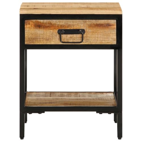 Table de chevet marron bois massif meuble d'appoint rustique - 6