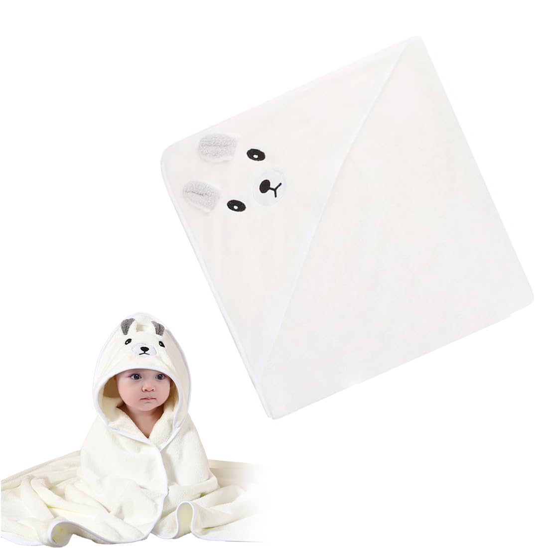 Asciugamano In Spugna Per Bambini Con Ricamo E Cappuccio New Baby 80x80 Grigio Orso P454113 - Foto 10