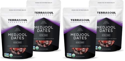 Image of Terrasoul Superfoods Organic Medjool Dates, 4 Lbs - Soft Chewy Texture | Sweet Caramel Flavor | Farm Fresh (Pack of 2)