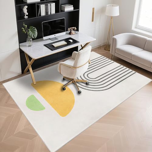 Tapis insonorisation gris-jaune 160x230cm à rayures - 5