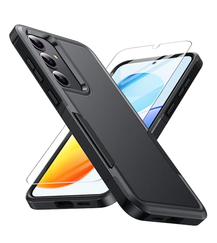 Image of FNTCASE for Samsung Galaxy S25 Case: Dual Layer Heavy Duty Phone Protective Cover Shockproof Rugged with Non-Slip Textured - Military Drop Protection Bumper Tough - 2025, 6.2 inch Matte Black