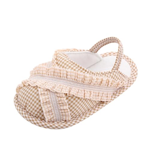 toddler sandal Plaid Printed Shoes First Shoes Summer Toddler Flat Sandals (Beige, 4 Infant)