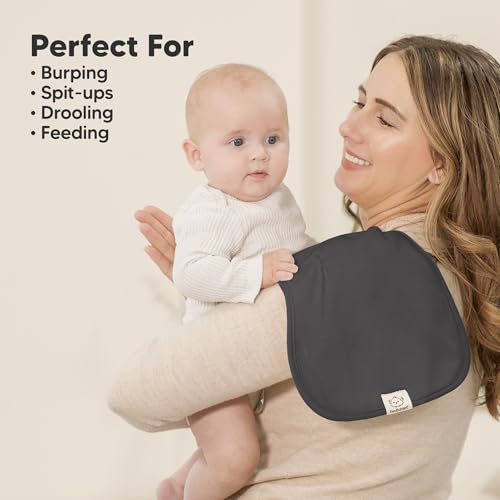 Image of Organic Burp Cloths Baby Boy & Girl, 5-pack Cotton Burp Rags (Basic) | Super Absorbent Cotton Burping Cloths for Babies, Soft, Plush, Newborn, Infant Towels, Milk Spit Up Rags, Large 21x10