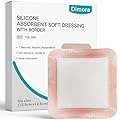 Dimora Silicone Super Absorbent Wound Dressings - Gentle Adhesive Bandages with Ultrasorb Polymer,Heavy Exudate Wound Care Pads 5"X 5" 10 Count