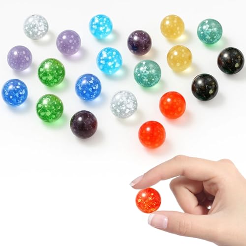 PDirat Murmeln Glas, 20 Stück Glasmurmeln Bunt Leuchten Im Dunkeln, 14mm Murmeln Groß für Kinder, DIY Heimdekoration, Indoor-Outdoor Murmelspiele