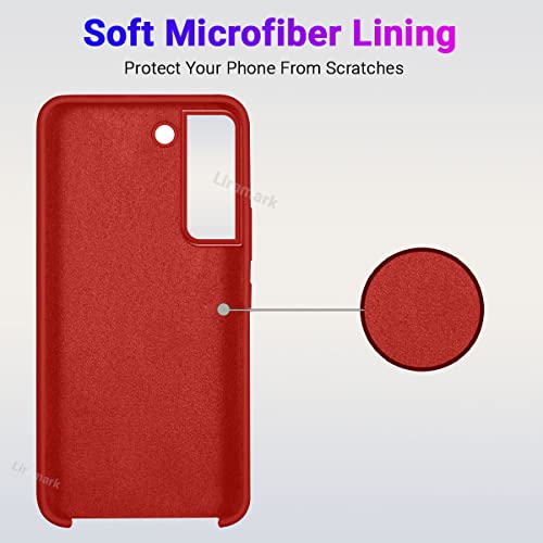 Image of LIRAMARK Liquid Silicone Soft Back Cover Case for Samsung Galaxy S22 Plus (Red)