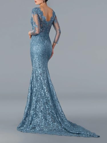 Mermaid/Trumpet Elegant Mother of The Bride Dress Evening Dress V Neck Court Train Party Prom Dress with Appliques2