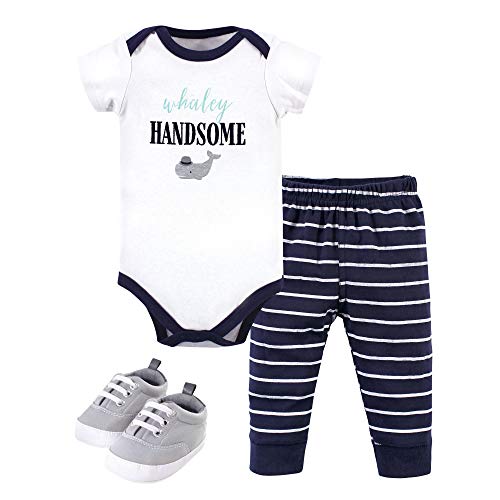 Image of Little Treasure Unisex Baby Cotton Bodysuit, Pant and Shoe Set