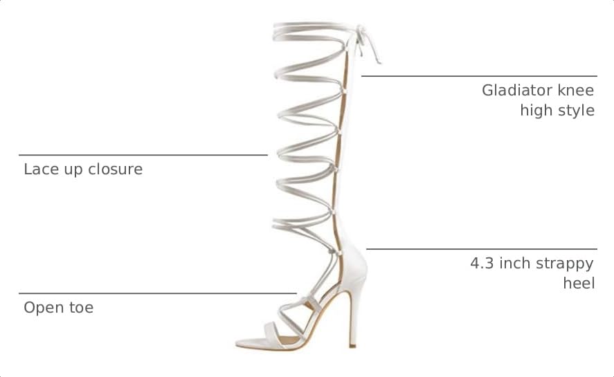 Image of LISHAN Womens Gladiator Knee High Sandals Open Toe Lace Up Criss Cross Strappy Stiletto Heels
