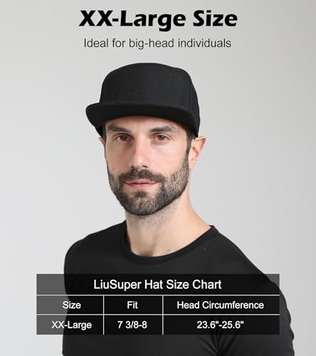 Image of LiuSuper XXL Baseball Cap - Extra Large Flat Brim Snapback 5 Panel Trucker Hat for Big Heads