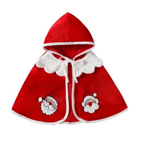 Generisch 2025 Disfraces de Navidad para bebés y niñas, abrigo con capucha, abrigo con capucha, poncho, vestido, ropa (rojo, 12-24 meses)
