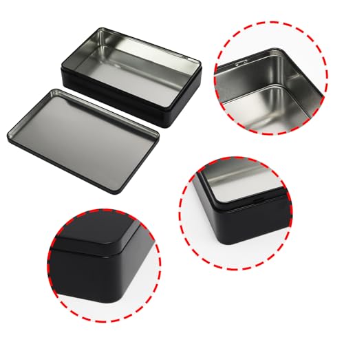 Image of 1 Pack Metal Tin Box, 8.5 x 5.3 x 1.9 Inch Rectangular Empty Tin Box (Black)