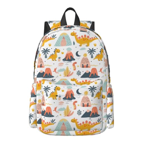 Delerain 17 Inch Backpack Dinosaur and Volcano Laptop Backpack School Bookbag Shoulder Bag Casual Daypack For School/Camping/Hiking/Picnic/Beach/Travel