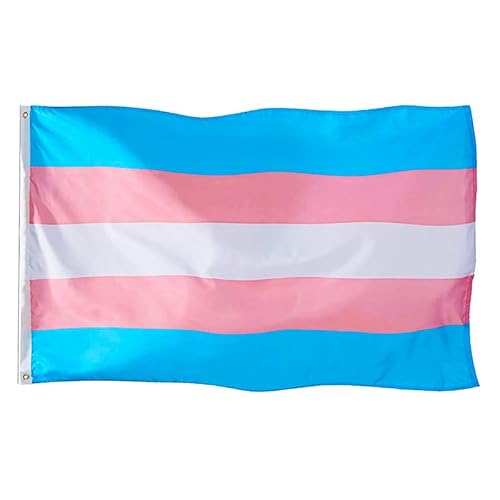 Transgender Flag 5x3Ft, Trans Flag with 2 Metal Eyelets, Bright Color Transgender Pride Flag for Parties, Parade, Carnival