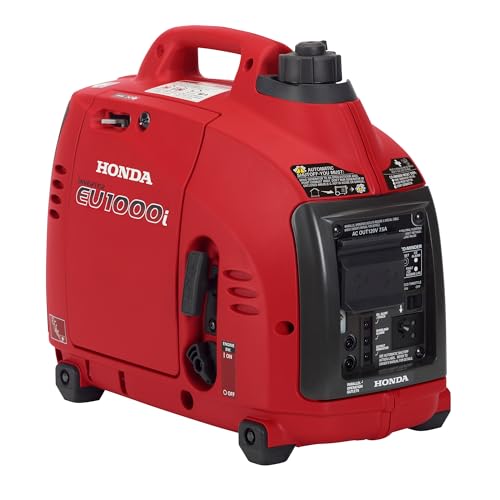 Honda EU1000i 1000 Watt Inverter Generator, Super Quiet 120V Gas Powered Portable Generator for Camping or Home Backup Power Supply, Up to 6.8 Hour Run Time (EU1000T1AN)