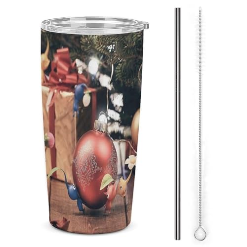 ピクミン 自動車カップ 車用マグカップ 魔法瓶 タンブラー ふた付き ステンレス製 590ml マグボトル コーヒーカップ 二重構造 保温保冷 大容量 真空断熱 吸管付き車用カップ