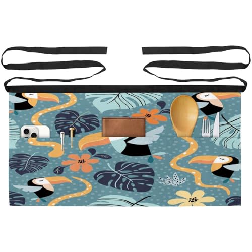 Demi-tablier pour cuisine et pâtisserie à motif serpent avec feuilles