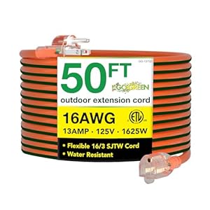 Perfpower Go Green Power Inc. GG13750 GoGreen Power GG-13750-16/3 SJTW Outdoor Extension Cord-Lighted End, 50 feet