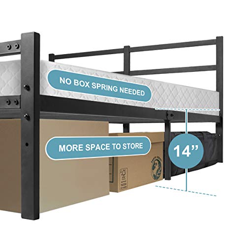KINGSO Queen Bed Frames with Headboard, 14 Inch Metal Platform Bed Frame with Storage, Heavy Duty Steel Slat and Anti-Slip Support, Easy Quick Lock Assembly, No Box Spring Needed - Queen - Thumbnail 6