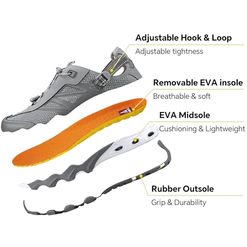 HUMTTO Water Shoes Men, Quick Dry Outdoor Sports Barefoot Shoes Non-Slip Aqua Hiking Sandals for Summer Swimming, Surfing, Kayaking, Diving – Pool, Beach, Lake & River3