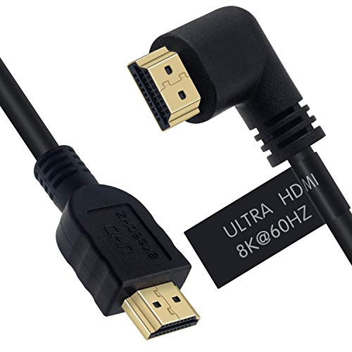 Poyiccot 8K HDMI 2.1 Cable 6ft /1.8m, 90 Degree Left Angle HDMI Male to Male Cord, Ultra High Speed 8K@60Hz Resolution &48Gbps Bandwith Compatible for 3D HDRTV/Xbox /PS4 /PS5(M/M Left)