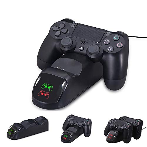 WSJMJ PS4 Contrôleur Double Station de Charge, Double Station de Charge USB, Double Charge Rapide avec Indicateur LED et Protection Contre Les Surcharges, pour Poignée PS4 / Slim/Pro Cover