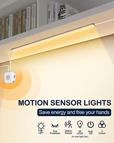 Maticod Under Cabinet Lights, 3 Colors Motion Sensor Light Indoor Under Cabinet Lighting With Warm White Cold White Daylight, Under Counter Lights For Kitchen Led Closet Lights #TOP1