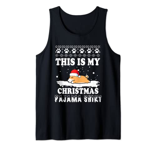 Shiba Inu Dog This Is My Christmas Pajama Ugly Sweater Xmas Camiseta sin Mangas