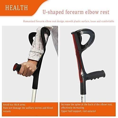 Stampelle per avambraccio Stampelle per avambraccio regolabili con supporto regolabile, comoda impugnatura da polso, resistente per adulti standard e alti, alluminio leggero, stampella nera per